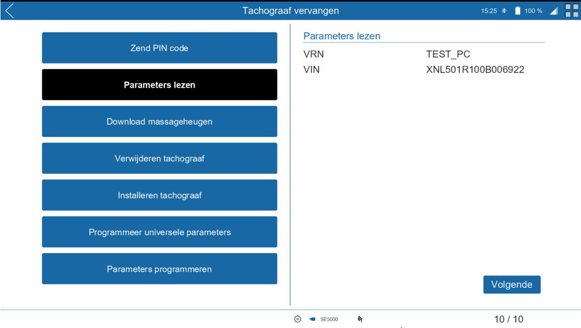 Inlezen wettelijke, TCO en CAN parameters/Instellingen