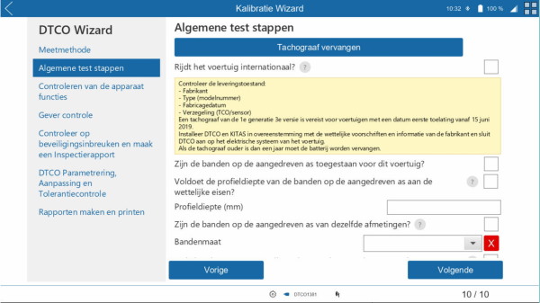 Tachograaf vervang wizard