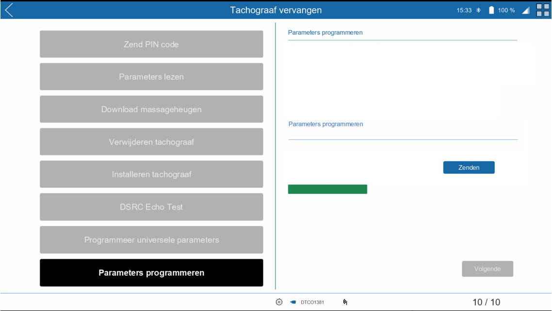 Programmeer de OE tachograaf met de Wettelijke, TCO en CAN parameters